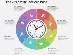 Fr puzzle circle with clock and icons flat powerpoint design