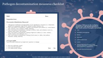 Framework For Post Pandemic Business Planning Pathogen Decontamination Measures Checklist