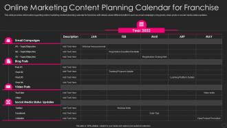 Franchise Marketing Playbook Online Marketing Content Planning Calendar For Franchise