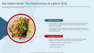 Franchisee Business Plan Key Market Trends Fast Food Business At A Glance BP SS Researched Image