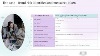 Fraud Risk Management Guide Use Case Fraud Risk Identified And Measures Taken