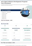Free Agent Software Development Proposal Your Investment One Pager Sample Example Document