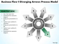 Flow 9 diverging arrows process model cycle diagram powerpoint slides