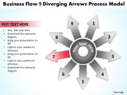 Flow 9 diverging arrows process model cycle diagram powerpoint slides