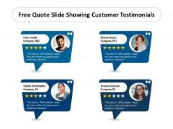 Free quote slide showing customer testimonials
