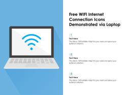 Free wifi internet connection icons demonstrated via laptop