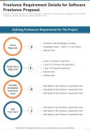 Freelance Requirement Details For Software Freelance Proposal One Pager Sample Example Document