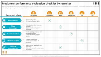 Freelancer Performance Evaluation Checklist By Recruiter