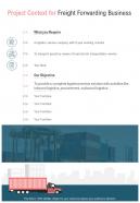 Freight Forwarding Business For Project Context One Pager Sample Example Document