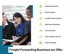Freight Forwarding Business We Offer Ppt Powerpoint Presentation Styles Outfit