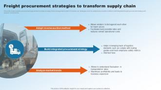 Freight Procurement Strategies To Transform Supply Chain Implementing Upgraded Strategy To Improve Logistics
