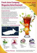 Fresh juice company magazine advertisement presentation report ppt pdf document