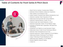 Front series b investor funding elevator pitch deck ppt template