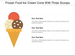 Frozen food ice cream cone with three scoops
