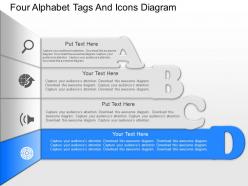 Ft four alphabet tags and icons diagram powerpoint template