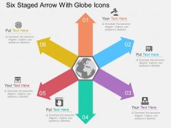 Ft six staged arrow with globe icons flat powerpoint design