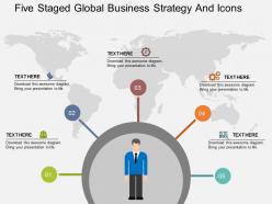 Fu five staged global business strategy and icons flat powerpoint design