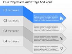 Fu four progressive arrow tags and icons powerpoint template