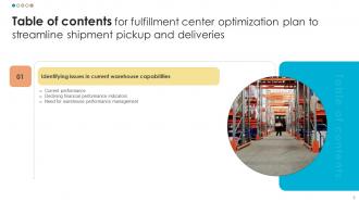 Fulfillment Center Optimization Plan To Streamline Shipment Pickup And Deliveries Complete Deck Engaging Impactful