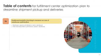 Fulfillment Center Optimization Plan To Streamline Shipment Pickup And Deliveries Complete Deck Image Researched