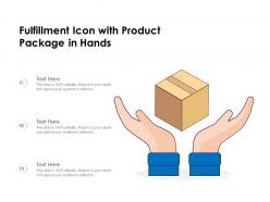 Fulfillment icon with product package in hands