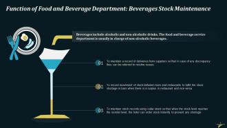 Function Of Food And Beverage Department Beverages Stock Maintenance Training Ppt