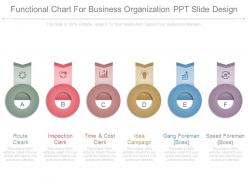 Functional chart for business organization ppt slide design