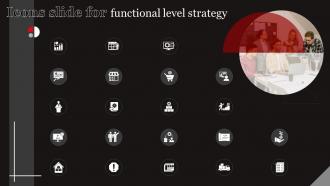 Functional Level Strategy Icons Slide For Ppt Powerpoint Presentation File Model Strategy SS