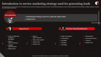 Functional Level Strategy Introduction To Service Marketing Strategy Used For Generating Strategy SS