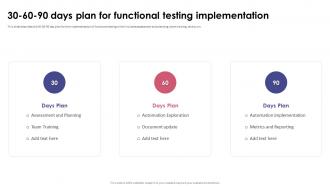 Functional Testing 30 60 90 Days Plan For Functional Testing Implementation