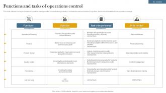 Functions And Tasks Of Operations Control