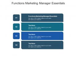 Functions marketing manager essentials ppt powerpoint presentation professional objects cpb