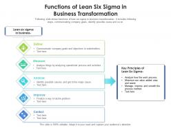 Functions of lean six sigma in business transformation