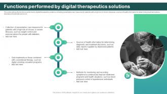 Functions Performed By Digital Therapeutics Solutions Digital Therapeutics Regulatory