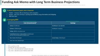 Funding Ask Memo With Long Term Business Projections