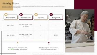 Funding History Chefs For Seniors Investor Funding Elevator Pitch Deck