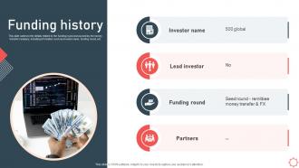 Funding History Remittance Service Provider Investor Funding Elevator Pitch Deck
