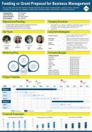 Funding or grant proposal for business management presentation report infographic ppt pdf document
