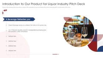 Funding Pitch Deck For Liquor Industry Introduction To Our Product For Liquor Industry Pitch Deck