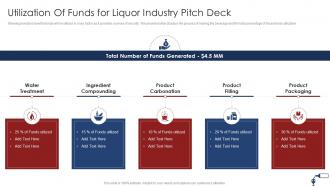 Funding Pitch Deck For Liquor Industry Utilization Of Funds For Liquor Industry Pitch Deck