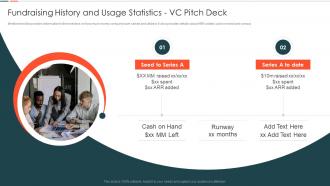 Fundraising History And Usage Statistics Vc Pitch Deck