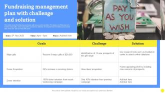 Fundraising Management Plan With Challenge And Solution