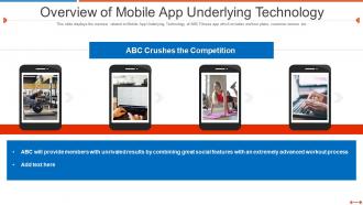 Fundraising pitch deck for fitness startup overview of mobile app underlying technology