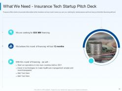 Fundraising pitch deck for insurance tech startup ppt template