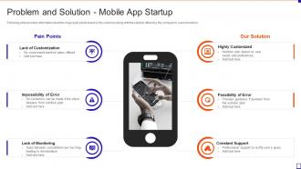 Fundraising Pitch Deck For Mobile App Startup Problem And Solution Mobile App Startup