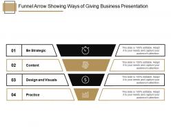 Funnel arrow showing ways of giving business presentation