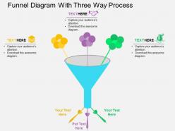 Funnel diagram with three way process flat powerpoint design