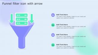 Funnel Filter Icon With Arrow Accounting Tools Cost Allocation Ppt Brochure