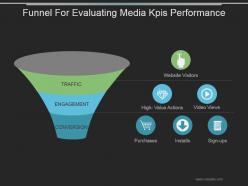 Funnel for evaluating media kpis performance powerpoint slide themes