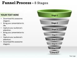 Funnel process diagram with 8 stages